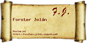 Forster Jolán névjegykártya