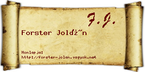 Forster Jolán névjegykártya