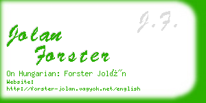 jolan forster business card